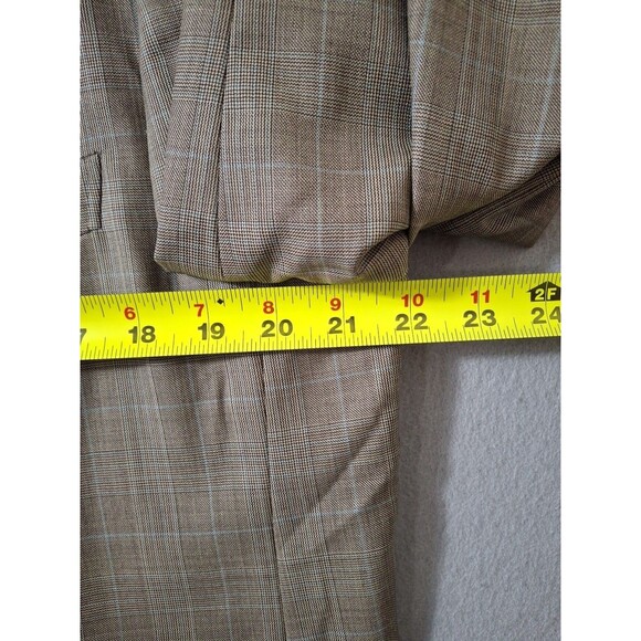 Ermenegildo Zegna Sport Coat Mens 44L Beige Brown Check Plaid Wool Jacket - Picture 6 of 14